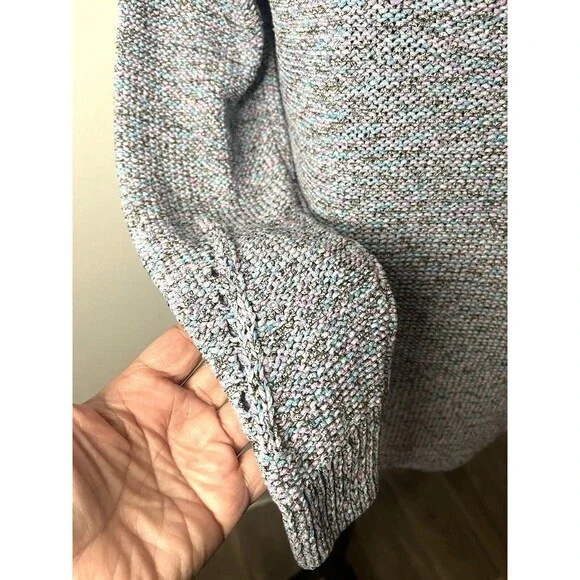 Talbots Women's Sweater Gray with Shades of Blue /Pink Roll Neck  Size Medium - Picture 8 of 16